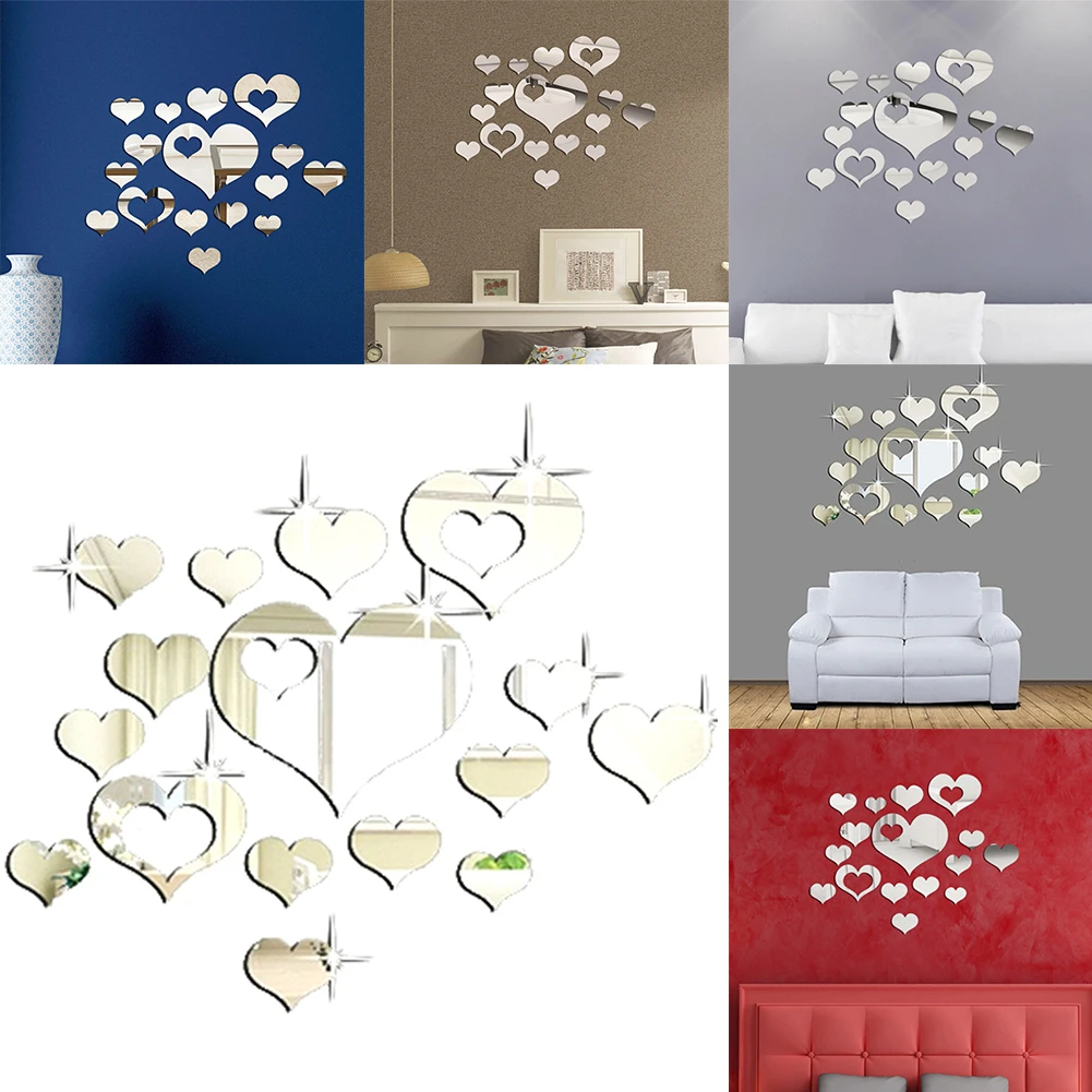 Наклейки съемное сердце искусство Декор стены дома 3D гостиная украшение любовь
