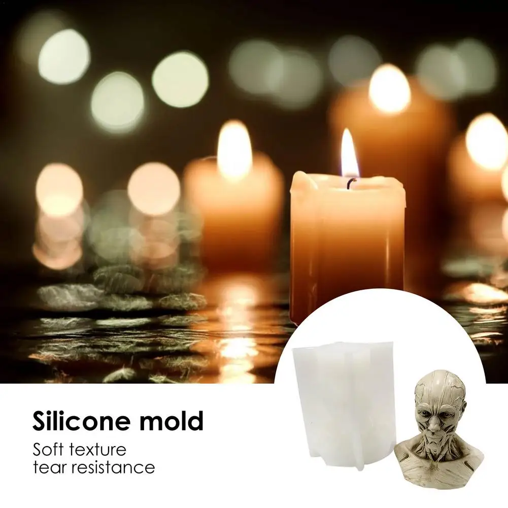 Molde de silicona con forma de calavera 3D, accesorio hecho a mano para hacer velas, manualidades de silicona de alta calidad para fiesta de Halloween-1