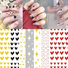 3D лазерные наклейки для ногтей, милые черные, красные сердца, клейкие украшения для ногтей, золотые, серебряные, блестящие звезды, наклейки для ногтей, подарки на день рождения