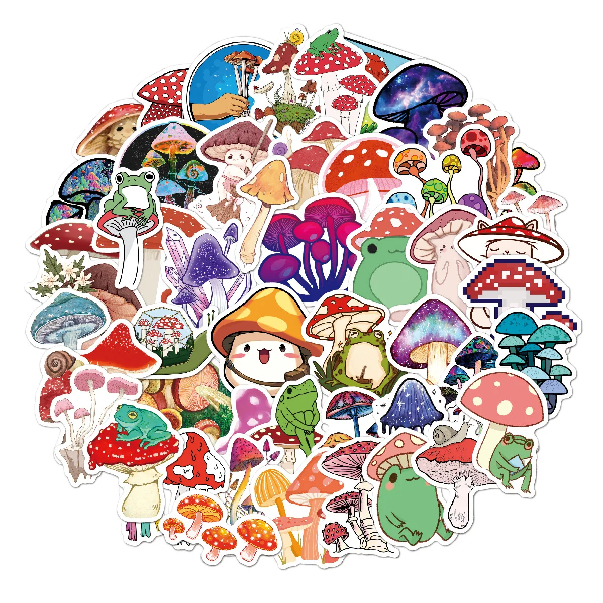 

50pcs Mushroom Graffiti Stickers Waterproof Luggage Compartment Notebook Scooter Refrigerator Water Cup Stickers Vinyl Stickers