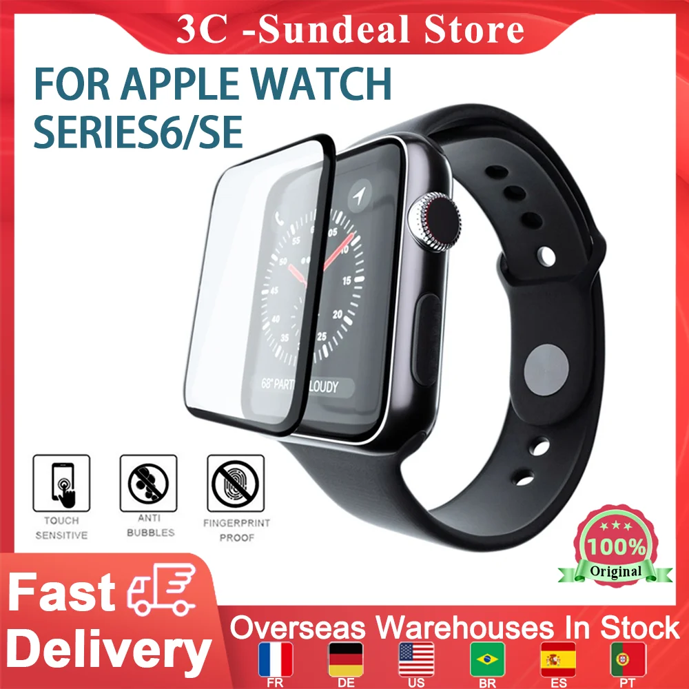 

KOVOL 3D Full Cover Tempered Glass For Apple Watch Series 6 44 mm Screen Protector Premium Explosion Proof Glass For iWatch 6 SE