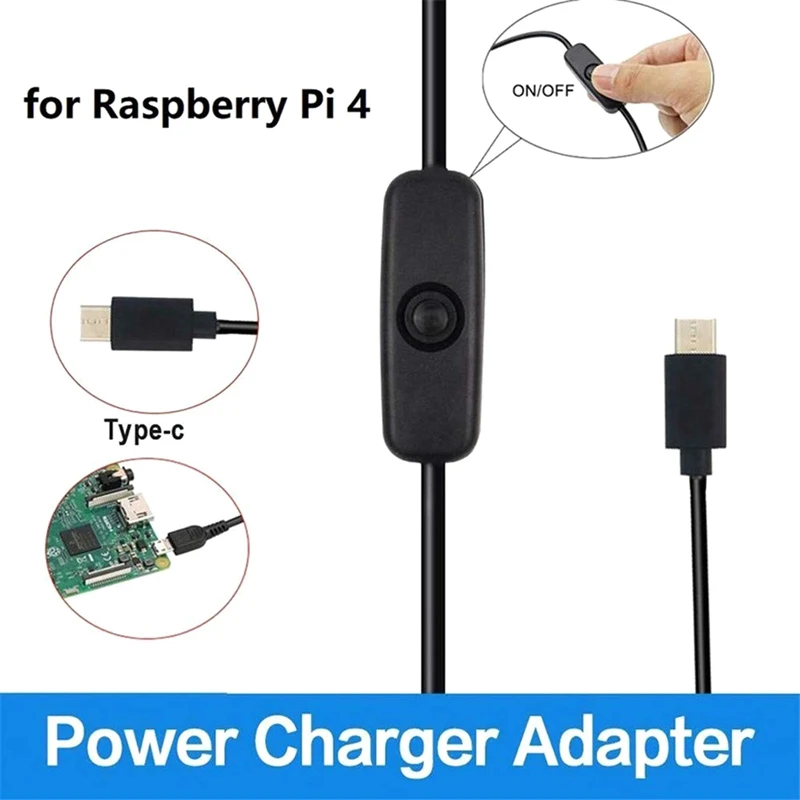 Hot 3C-for Raspberry Pi 4B Power Supply 5V 3A Type-C Adapter with ON/OFF Switch USB-C Charger EU Plug | Электроника