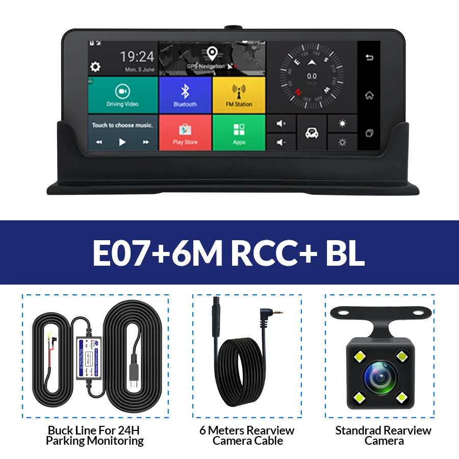E07-6M RCC-BL E-ACE E07 1080P HD 4G Автомобильный видеорегистратор Камера ADAS видео рекордер Android 5,1 gps навигация удаленный монитор грузовик видеорегистратор двойная камера s - Color Name: E07-6M RCC-BL