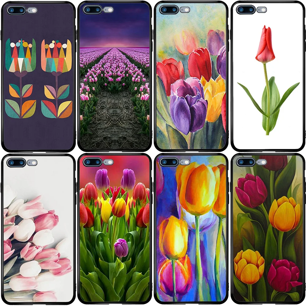 Чехол для телефона Xiaomi Redmi Note 9A 8 8T 7 6 7A 6A 5A 5 A1 A2 A3 Pro Max Plus Lite Blue Spring Colorful Tulips|Бамперы| |