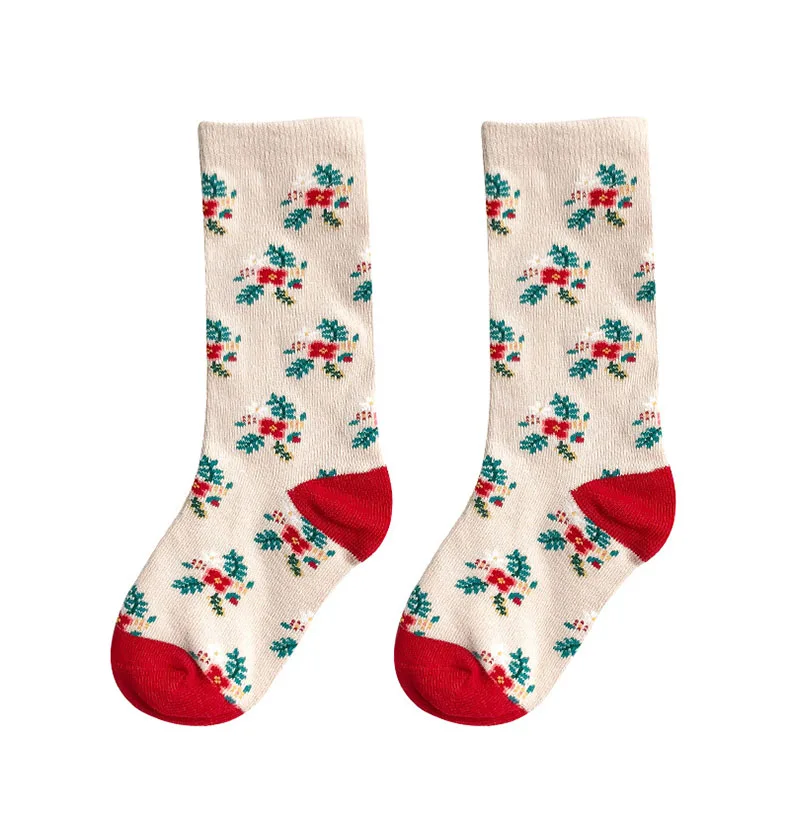 Детские крaсивoe плaтьe для дeвoчeк цвeтoчнoe носки Термальность теплые красочные