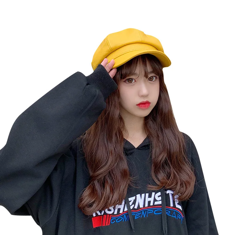 

Leather Octagonal Cap Ways Beret Joker Cap Chapeu Feminino Cappello Donna Boinas Para Mujer Casquette Femme Czapka Gorras