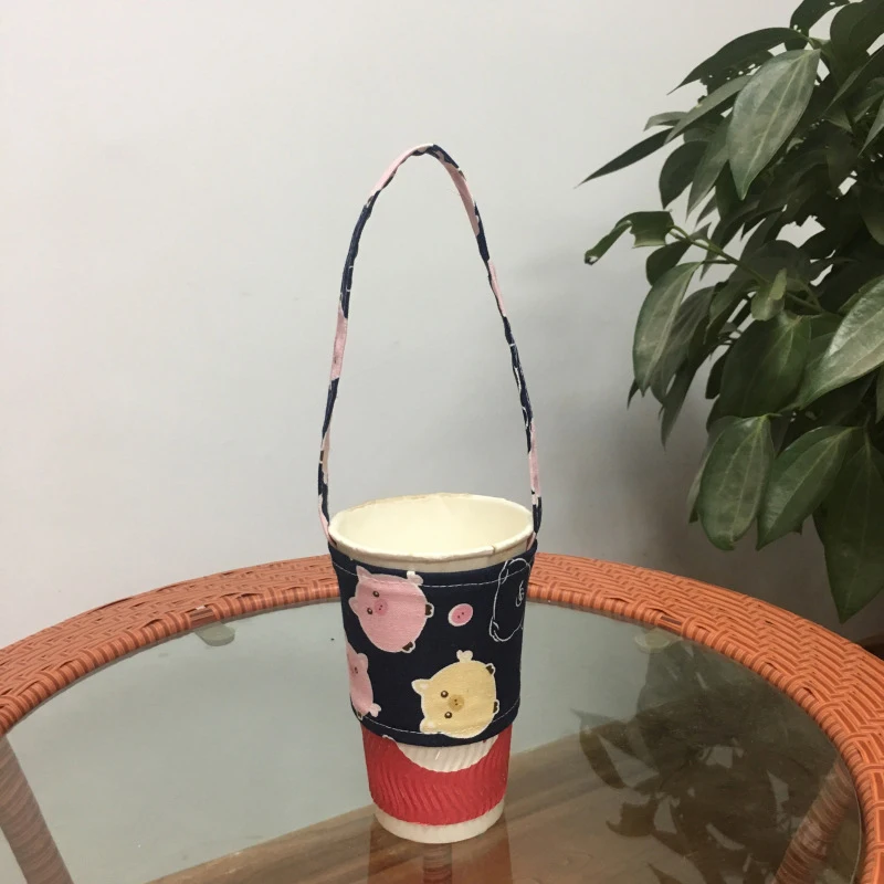 Экологичная бутылка для воды мешок для напитков анти-горячий мультфильм милый набор чашек крышка чашки Кружка обернуть Кофе Молоко чай маленькие сумки - Цвет: Темно-бордовый