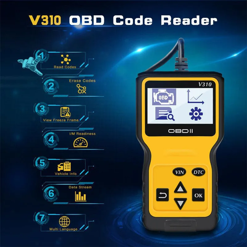 Сканер V310 OBD2 Универсальный считыватель кодов неисправности автомобильного