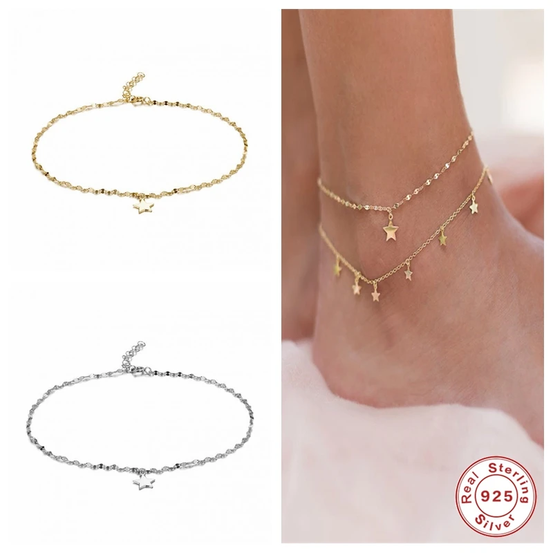 Aide ног Ювелирные изделия простая двойная Слои браслет для ботильоны однотонные