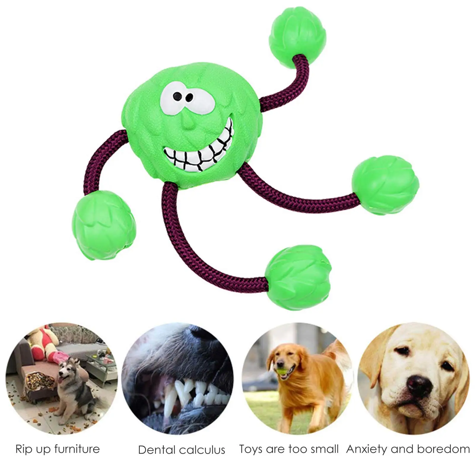

Pet Cotton Rope Interactive Vocal Rubber Chewing Dog Bite Dog Play Bite Training Dog Ball Cotton Rope Vocal Dog