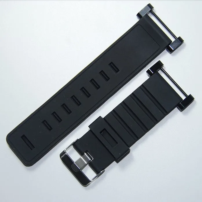 

For Suunto Core Watch Strap 24MM Black Soft Rubber Silicone+Stainless Buckle+PVD Adapters+Screwbars