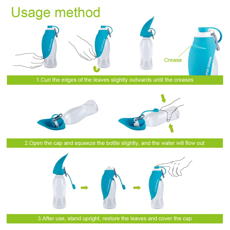 Портативная бутылка для воды домашних питомцев мягкий силиконовый дизайн в виде