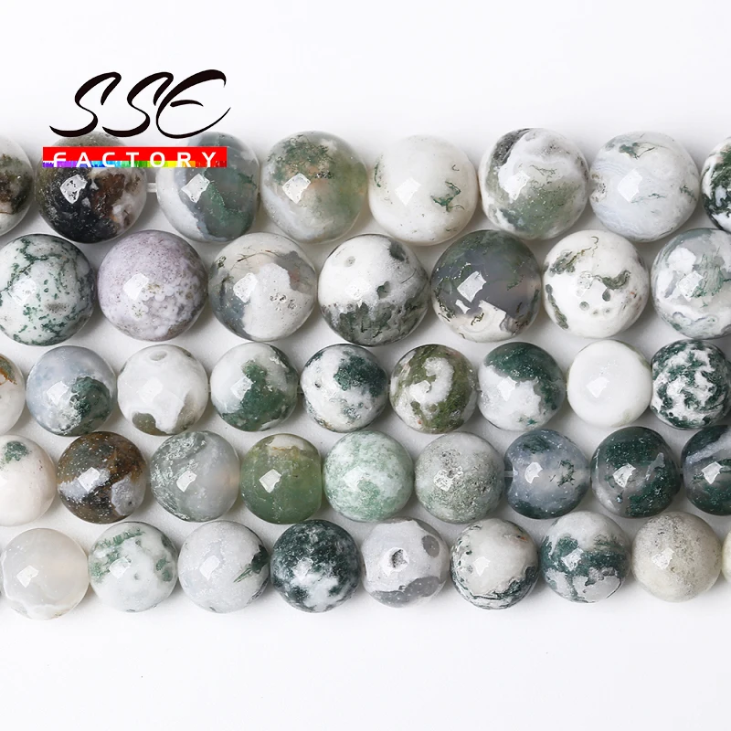 

Natural Tree Agates Stone Beads Green Agates Round Loose Beads 15" Strand 4 6 8 10 12 MM For Jewelry Making DIY Bracelet A15