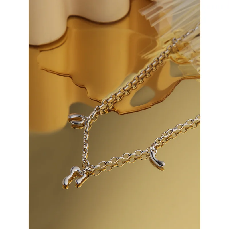

Original Spanish cold wind niche design temperament irregular fluid 925 sterling silver necklace women
