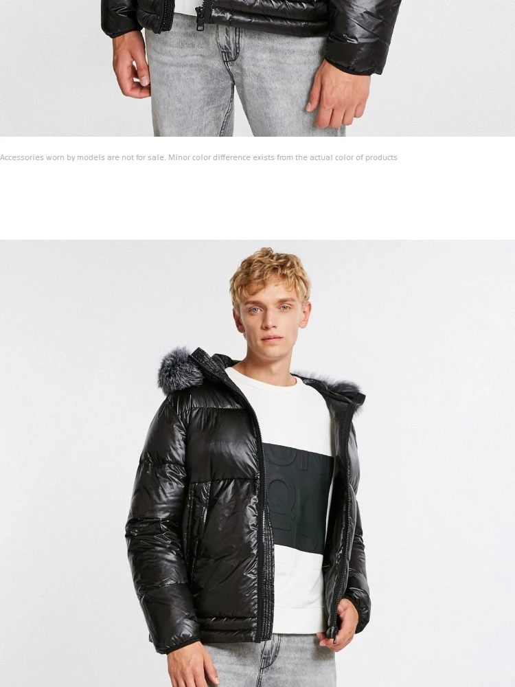 JackJones мужской зимний пуховик с капюшоном и воротником из лисьего меха 218412521