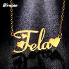 Индивидуальные серебряные подвески из нержавеющей стали, ювелирные изделия, персонализированные ожерелья с именем для женщин, эффектный чокер с золотым наполнителем в форме сердца