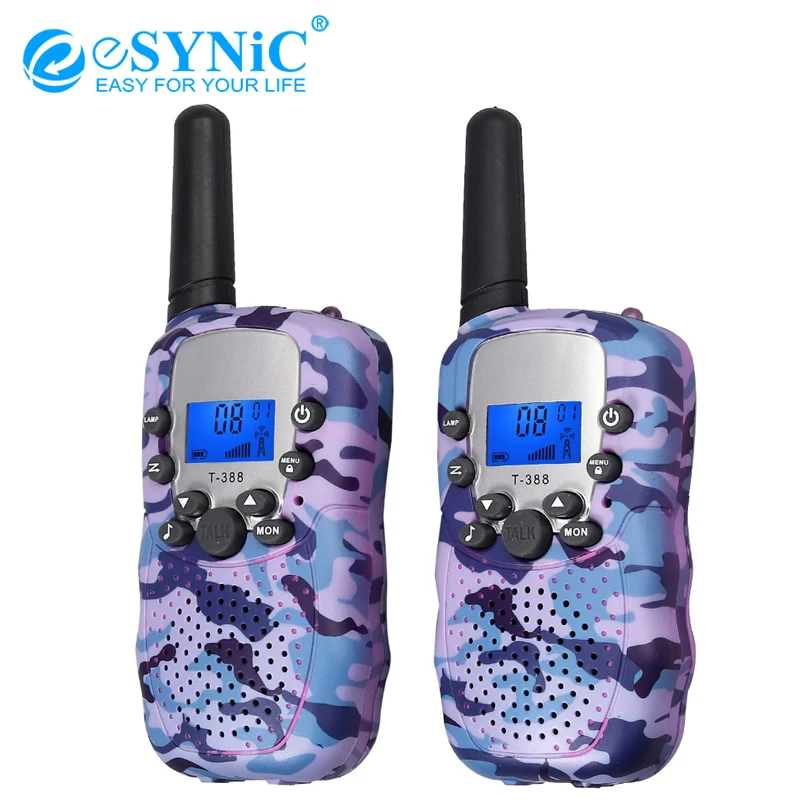 ESYNiC Портативный T 388 детская рация 3 км Диапазон Встроенный светодиодный фонарь