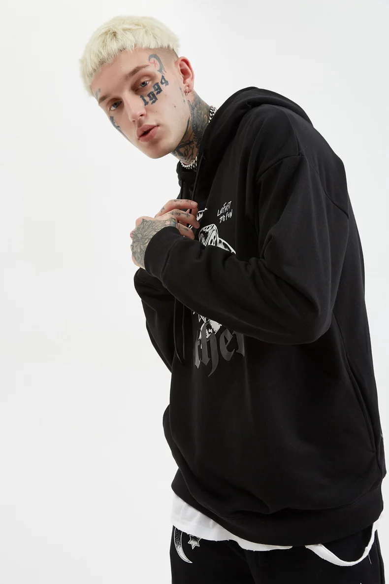 Хип Хоп Уличная мужская толстовка с принтом черепа Ретро Харадзюку С Капюшоном