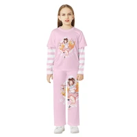 deku cosplay childrens pajamas set anime my hero academia kids fake two piece long sleeve t shirt pants suit for boys and girls