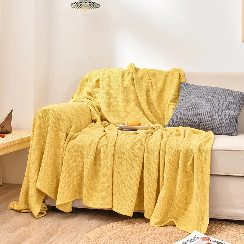 Плед вязаный однотонный для кровати дивана хлопка | Дом и сад