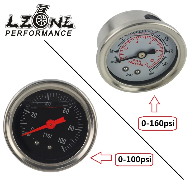 LZONE-датчик давления топлива жидкость 0-100 psi/0-160psi датчик давления масла датчик топлива черный/белый лицо JR-OG33