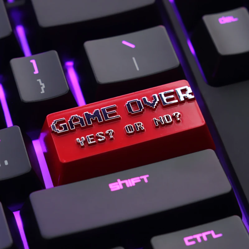 Клавишная крышка KeyStone 2077 KO GAME OVER из персонализированного металлического выпуклого тиснения из алюминиевого сплава.