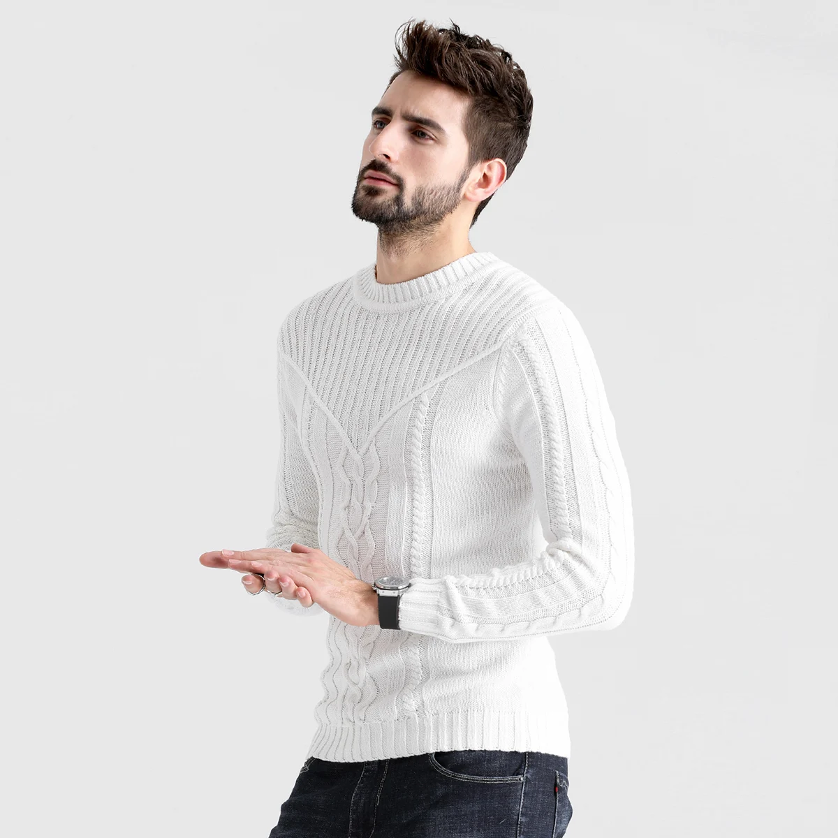 Мужской вязаный винтажный свитер Huncher Мужская корейская мода 2021 жаккардовый