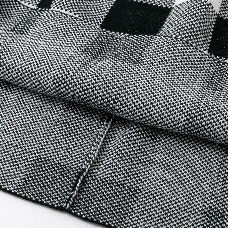 

Women Long Sleeve Sweatshirts Mini Skirt Matching Clothes Suits Sexy 2020 Fashion Autumn Plaid Knitted Crop Skirts Two Piece Set