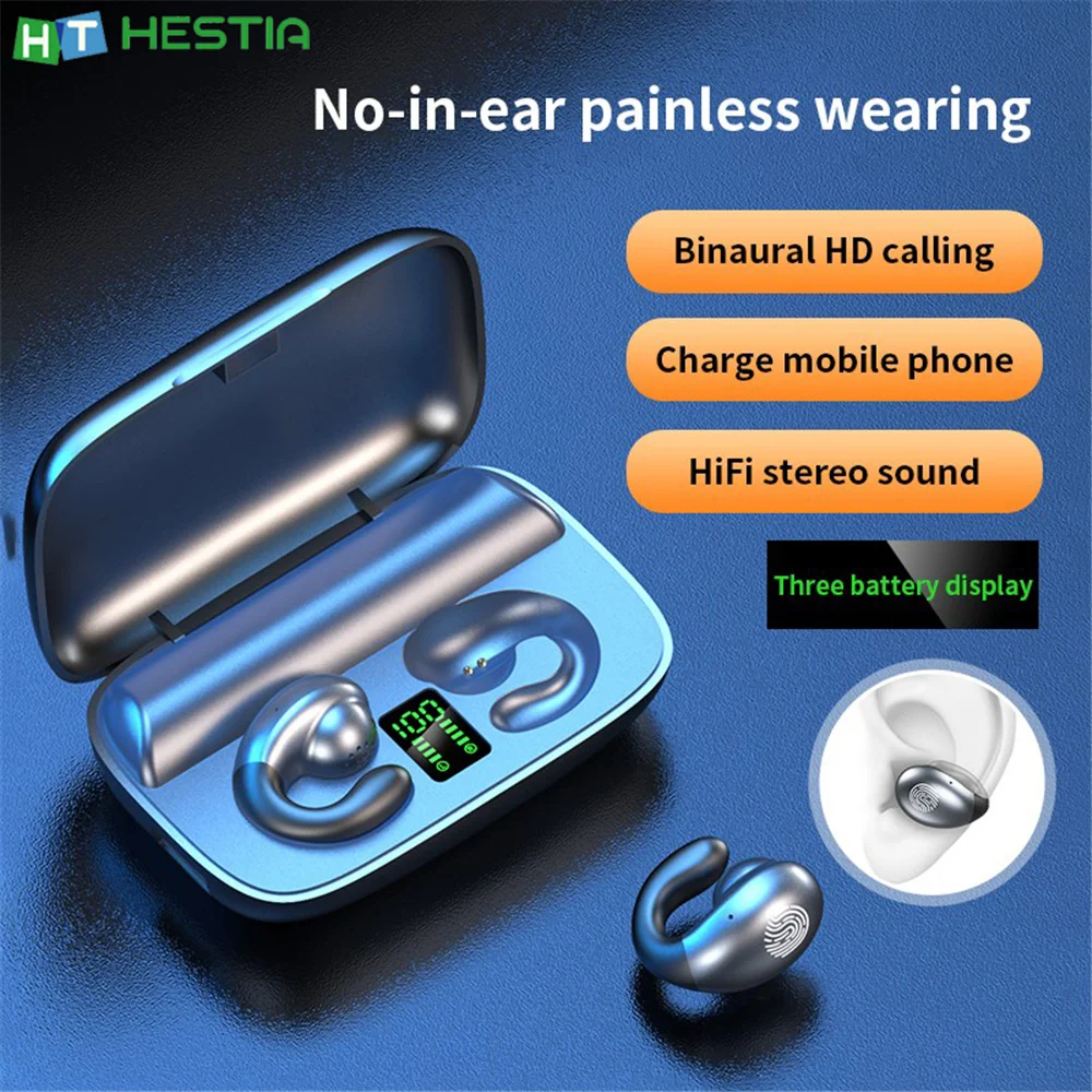 

S19 Bone Conduction Earphone Painless Wearing Earbuds Hanging Semi In Ear Earpiece 2200 MAh Power Bank Sports Headsets