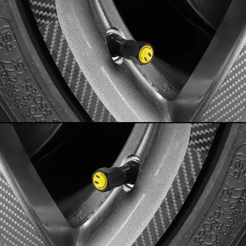 

4 pieces Black Car Wheel Tire Valve Cap Cover Air Cap Case Smile Flag Emblem For Volkswagen Golf Polo Passat Car Style