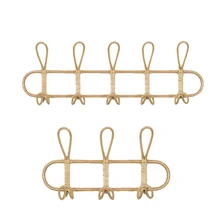2 Pack Rattan Wall Hooks Kids and Adult Garments Organizer Rack Clothes Hat Hanging Hook Rattan Hanger Home Room Decor