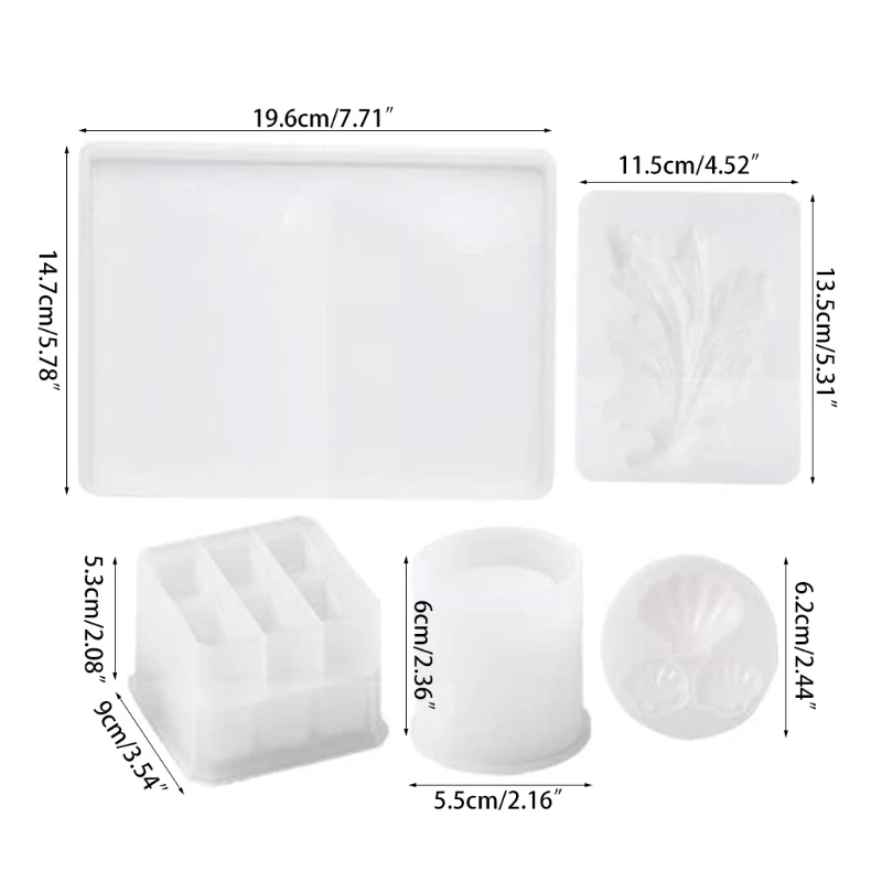 

5 Pcs Silicone Resin Molds 9-Slot Lipstick Organizer Epoxy Molds Pen Holder Mold for Epoxy Crafts DIY Craft Making