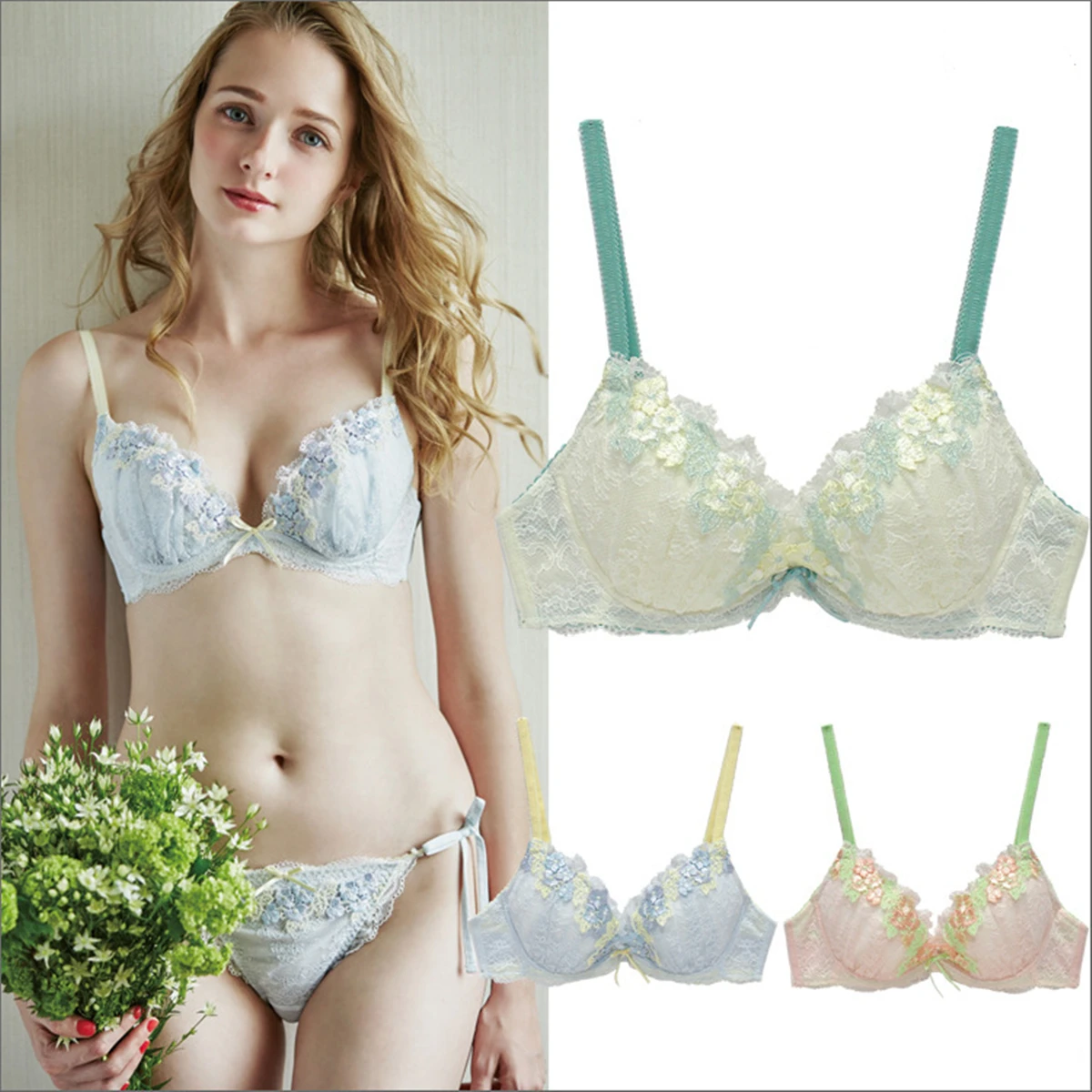 

Новый сексуальный кружевной комплект с бюстгальтером в европейском и американском стиле, Лидер продаж, тонкий женский бюстгальтер с вышивк...