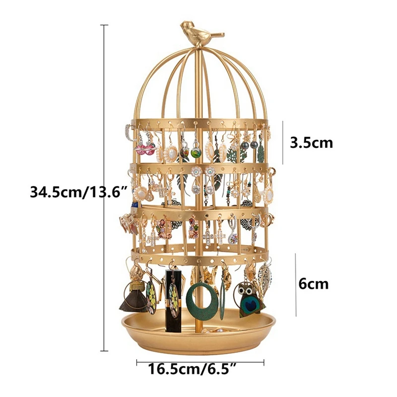 

4 Tiers Rotating Earring Spin Table, Earring Organizer Jewelry Display Stand for Earrings