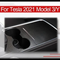 model3 center console cover for tesla model 3 y 2021 accessories real carbon fiber central interior accessories control panel