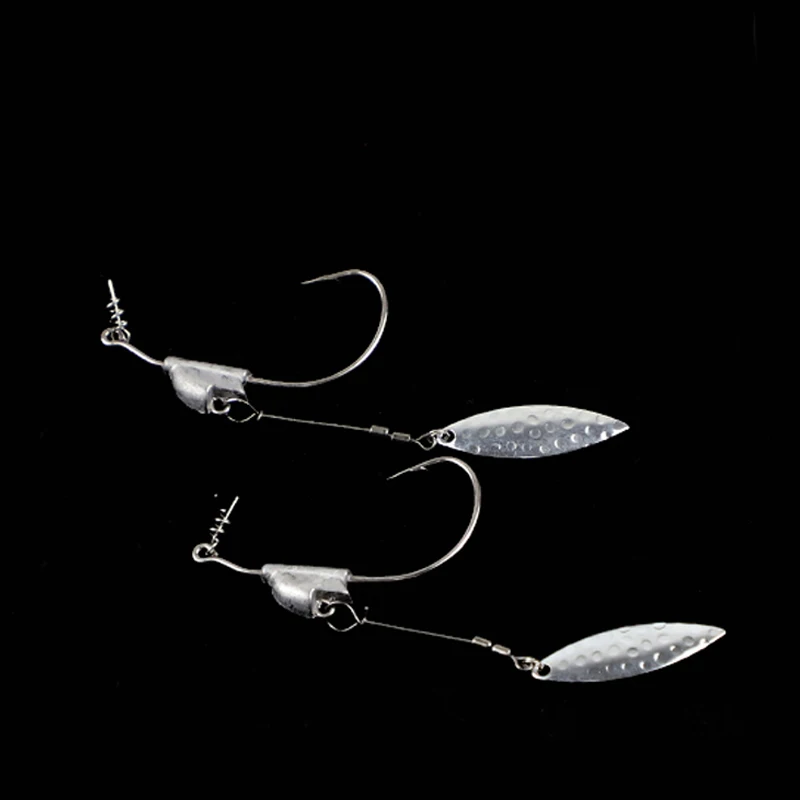 Water Sniper Fishing Crank Hook 3.5g 5g Weighted Swimbait Hooks With Spinner Leaf Blade for Soft Fishing Lures