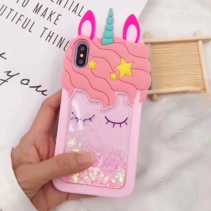 3D с изображением единорогов из жидкого силикона чехол для телефона для samsung Galaxy S9 S8 S10 Note 9 8 J2 prime J5 J7 J8 J4 A6 плюс крышка