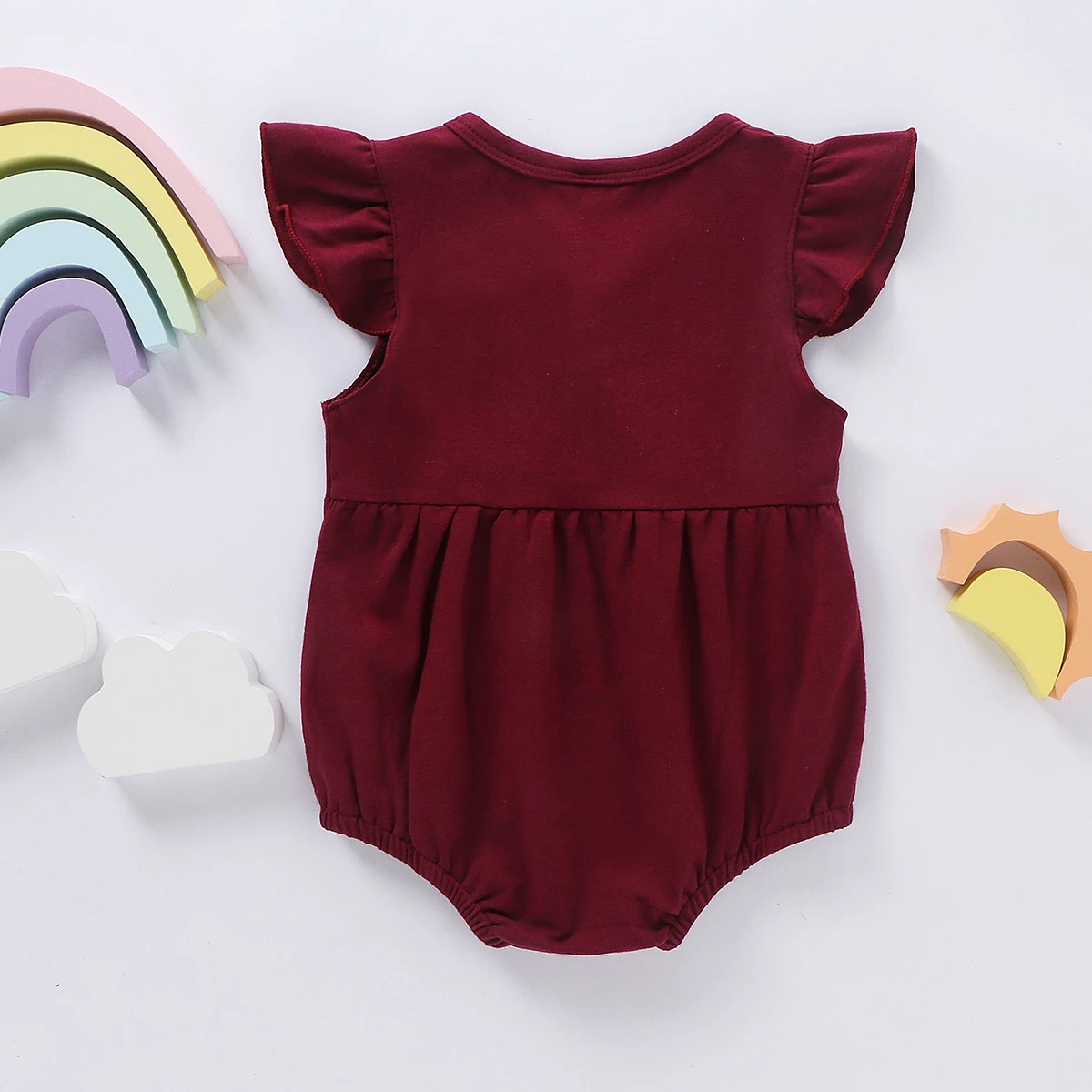 

Toddler Newborn Baby Girl Solid Fly Sleeve Bodysuits Buttons Jumpsuits Casual Summer Cute Outfits
