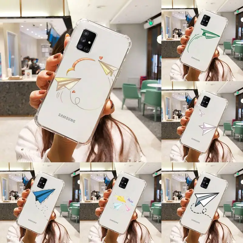 

paper airplane Childhood flying cute Phone Case Transparent For Samsung S 10 9 20 11 7 8 21 6 P Edge PLUS ULTRA 4G 5G