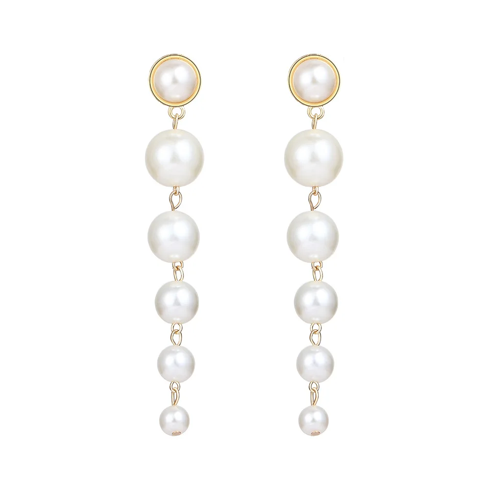 1 пара элегантных женских белых жемчужин металлическая Золотая Сережка-капелька