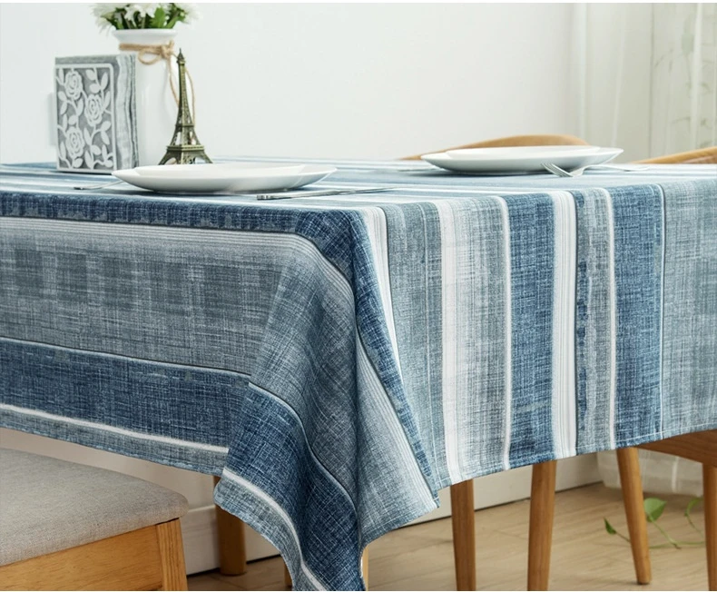 

Waterproof and oil-proof table cloth rectangular Printing Stripes mantel mesa cover Dining table cover for Mantel Impermeable