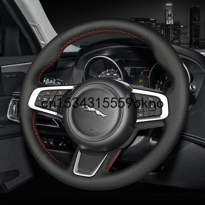 DIY черные кожаные авто чехлы на руль для Jaguar XF XFL XEL F-PACE Assessoires | Автомобили и
