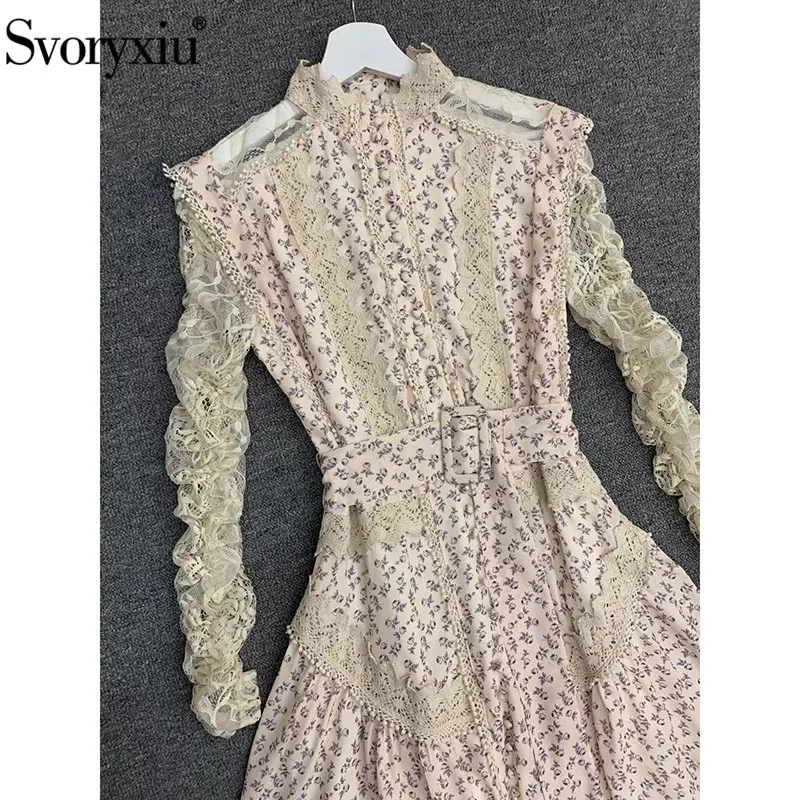 Женское винтажное платье Svoryxiu Хлопковое в стиле пэчворк с принтом на осень 2019 |