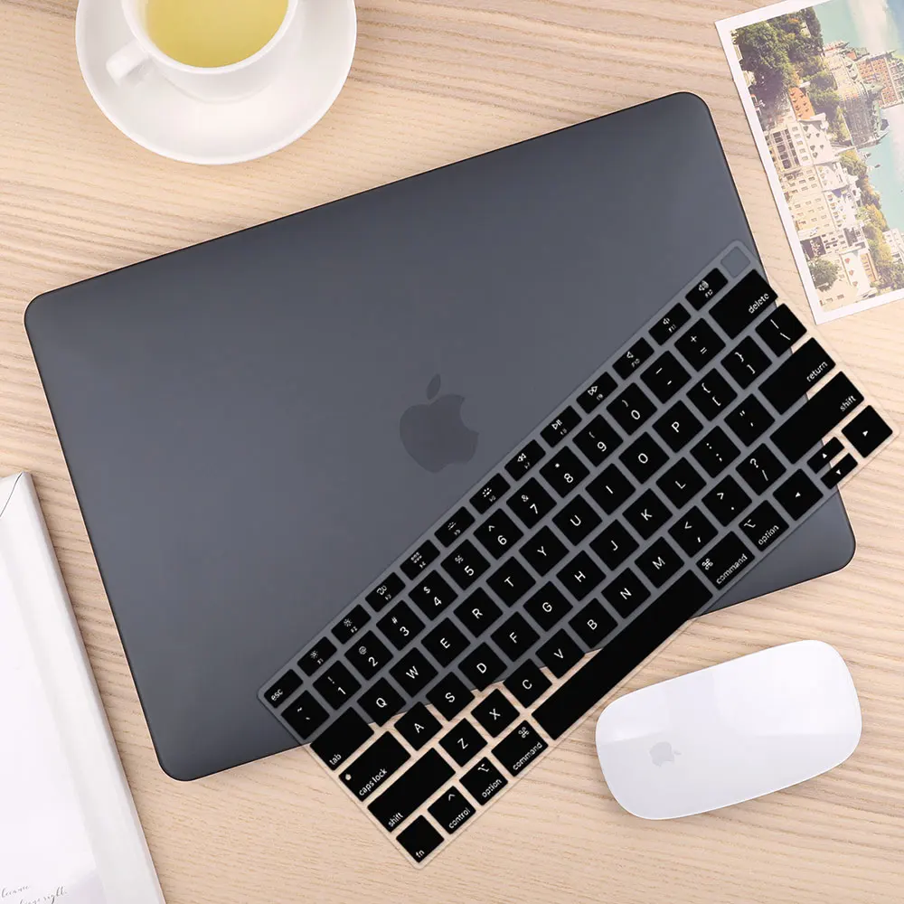 Matte Black Чехол для ноутбука 4 в 1 для MacBook Air 11, 13 дюймов и Pro retina 13,3, 15,,,, кристально Матовый Жесткий чехол для клавиатуры - Цвет: Matte Black