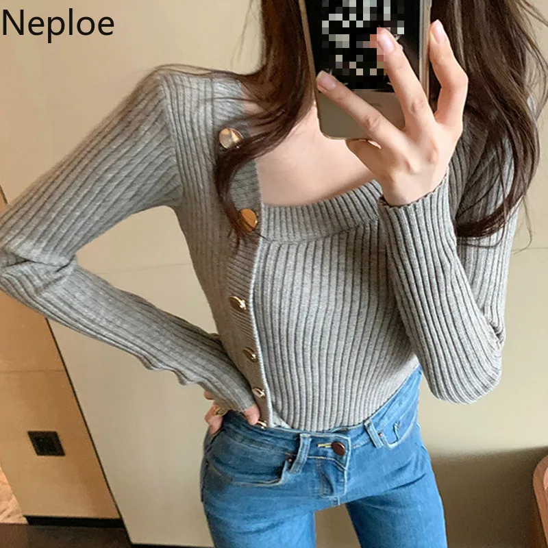 

WenQing New Autumn Ladies All-match Sweater Single-breasted Knitted Cardigan 2021 Long Sleeve Chic Solid Color Top Women