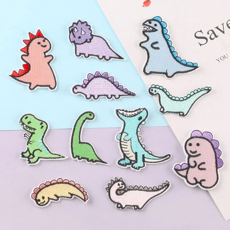 

Computer Embroidery Label Cloth Stickers Cartoon Animal Dinosaur Patch Stickers Clothing Self-Adhesive Embroidery