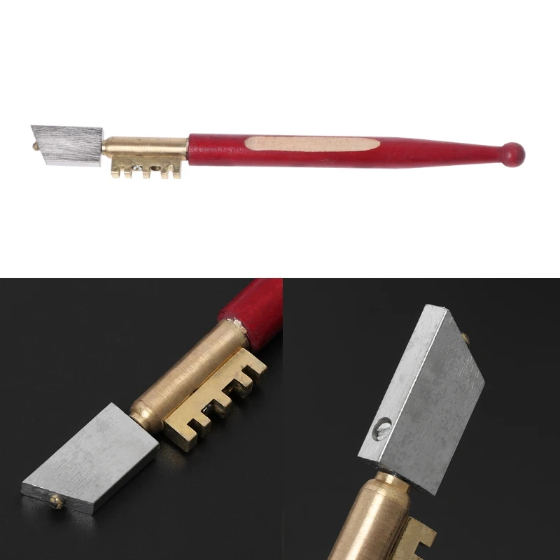 

D0AC Professional Diamond Antislip Wood Handle Oil Feed Glass Cutter Cutting Tools