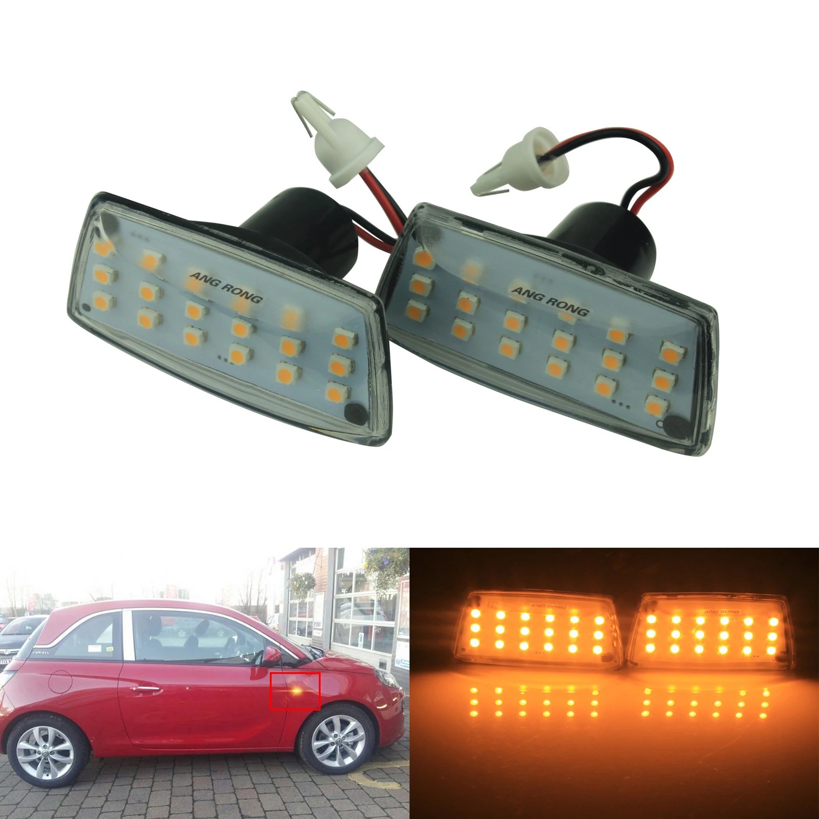 

2x боковой индикатор ANGRONG, светодиодные ретрансляторные лампы для Opel Vauxhall, Adam, Astra, Corsa, Zafira