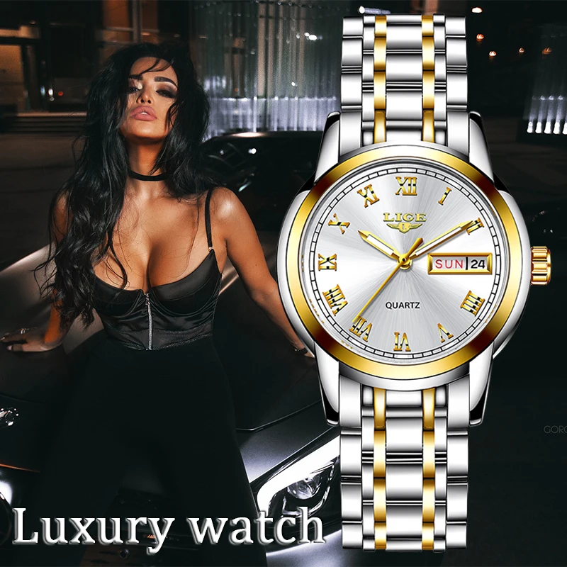 LIGE 2020 новые золотые часы женские креативные стальные с браслетом Relogio Feminino Montre