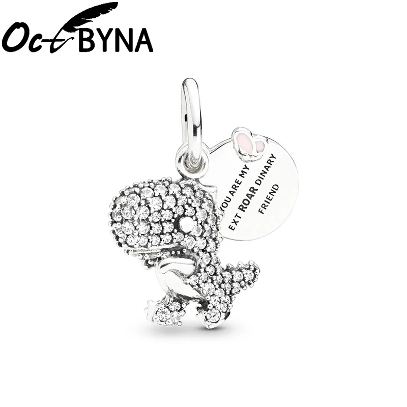 Octbyna Популярные хрустальные динозавры Подвески Бусины Подходит Pandora браслет